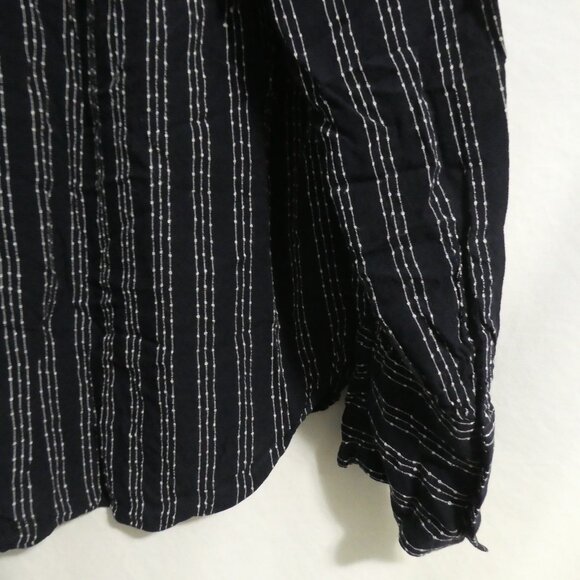 LOFT | large | Black Long Sleeve Button-Up Shirt | White Striped Stitching - Picture 14 of 14